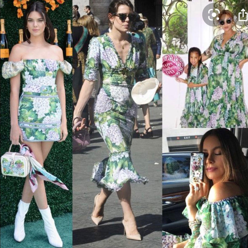 DOLCE & GABBANA Hydrangea Print Midi Length Dress